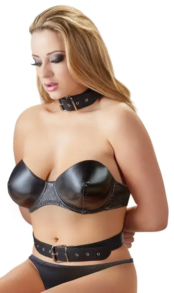 Bad Kitty Adjustable Body Restraint System with Handcuffs - Black PU