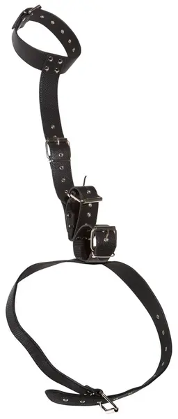 Bad Kitty Adjustable Body Restraint System with Handcuffs - Black PU