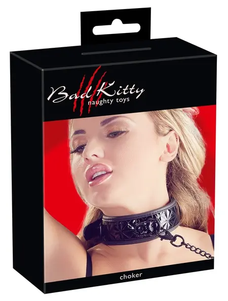 ZADO Black Diamond Pattern Adjustable Collar with Matte Leash 40-48cm