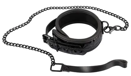 ZADO Black Diamond Pattern Adjustable Collar with Matte Leash 40-48cm