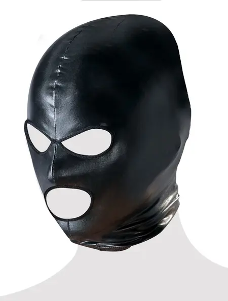 Cottelli Collection Wet Look Black Mask with Eye and Mouth Openings