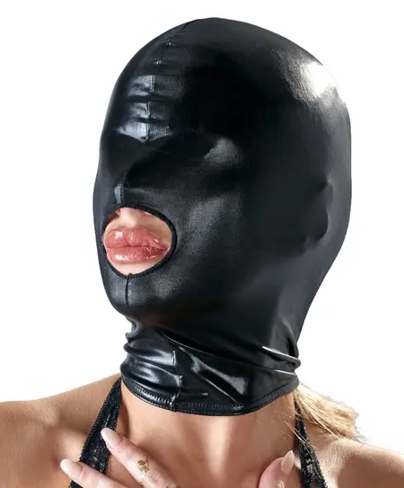 ZADO Wet Look Head Mask Black Flexible Polyester-Spandex S/M
