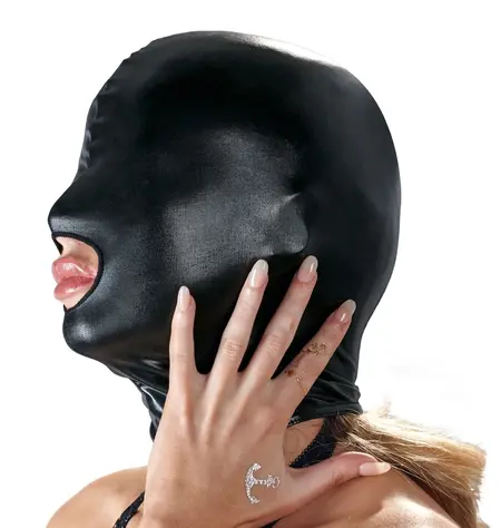 ZADO Wet Look Head Mask Black Flexible Polyester-Spandex S/M