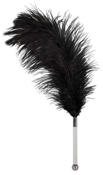 Zado Black Ostrich Feather Wand Acrylic Handle 13cm Elegant Design