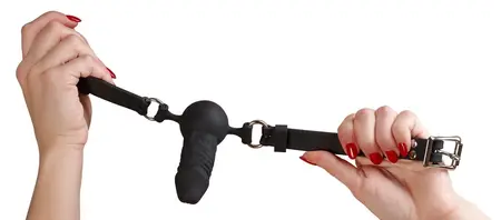 You2Toys Silicone Comfort Gag Ball with Anatomical Shape, Black, Adjustable