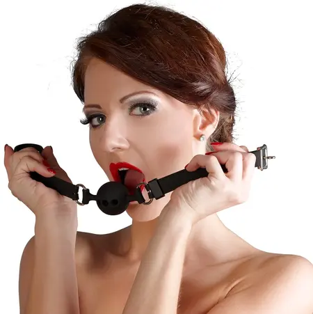You2Toys Silicone Gag with Air Holes Adjustable Black O3.5cm