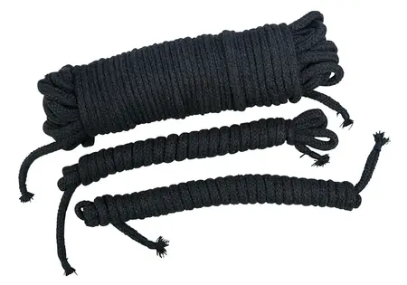 You2Toys Bondage Ropes Set Black Cotton 20m + 2x3m Durable Design