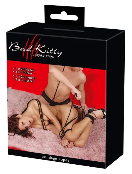 You2Toys Bondage Ropes Set Black Cotton 20m + 2x3m Durable Design