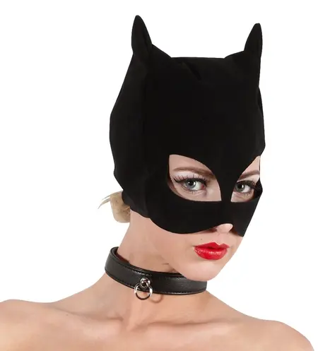 You2Toys Nubuck-Style Black Cat Mask with Open Eyes and Mouth