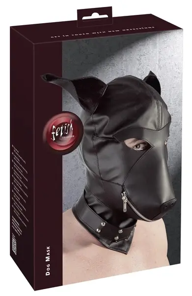 ZADO Faux Leather Dog-Style Hood with Collar, Adjustable Fit, Black