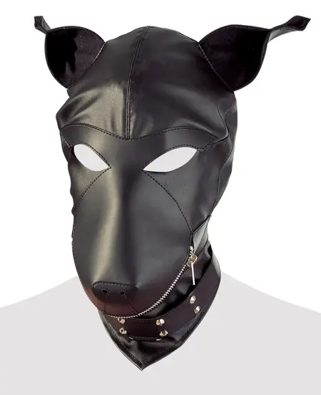 ZADO Faux Leather Dog-Style Hood with Collar, Adjustable Fit, Black