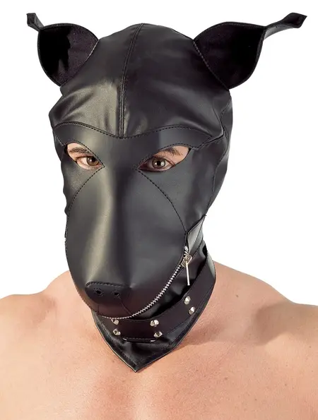 ZADO Faux Leather Dog-Style Hood with Collar, Adjustable Fit, Black