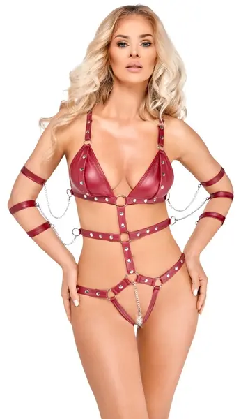 Bad Kitty Strap Body Red L Adjustable Bondage-Inspired One-Piece