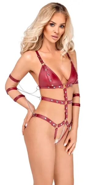 Bad Kitty Strap Body Red L Adjustable Bondage-Inspired One-Piece