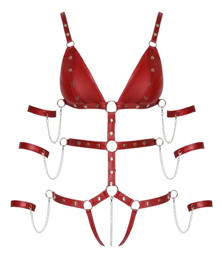 Bad Kitty Strap Body Red L Adjustable Bondage-Inspired One-Piece