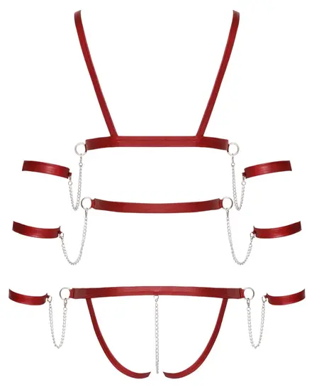 Bad Kitty Strap Body Red L Adjustable Bondage-Inspired One-Piece