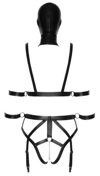 Bad Kitty Strap Set S with Adjustable Harness & Head Mask, Black