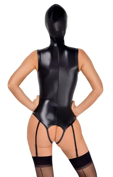 Bad Kitty Body & Mask XL Black Vegan Leather Suspender Set
