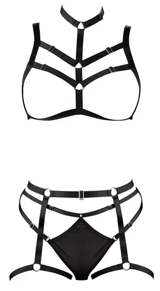 You2Toys Bondage Harness Set S-L Adjustable Decorative Black