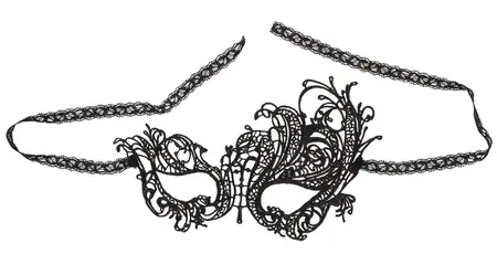 Cottelli Collection Embroidered Eye Mask Elegant Black Lace Design