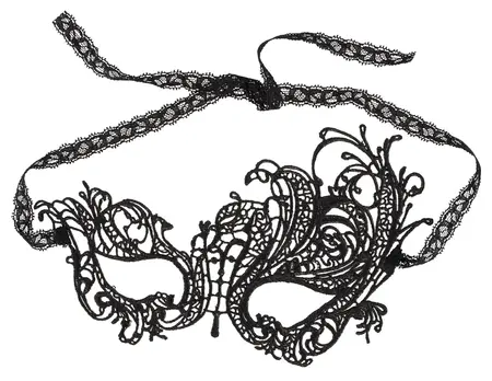 Cottelli Collection Embroidered Eye Mask Elegant Black Lace Design