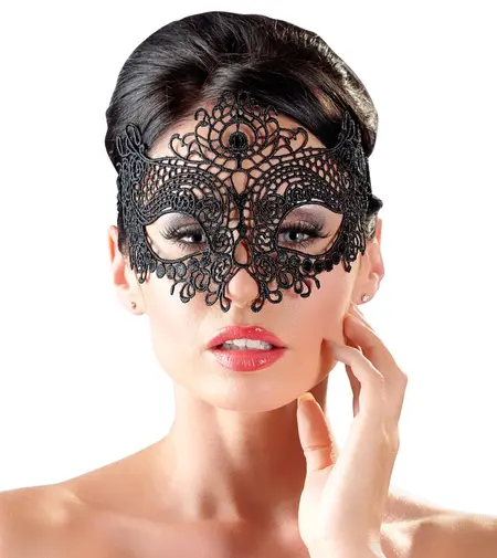 Cottelli Collection Embroidered Eye Mask Black - Elegant Lace Design