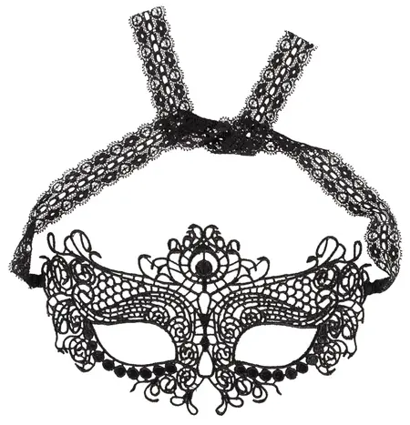 Cottelli Collection Embroidered Eye Mask Black - Elegant Lace Design