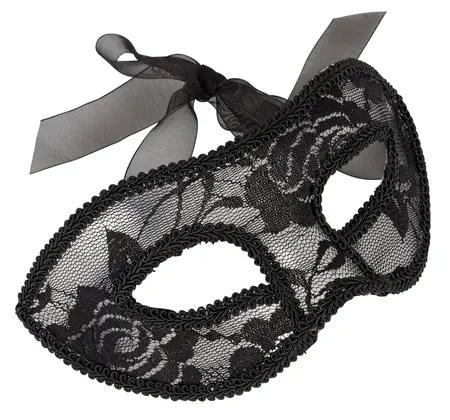 ZADO Elegant Lace Eye Mask with Satin Ribbon - Black, Universal Fit