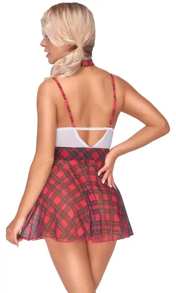Cottelli Costumes Plaid Strap Dress Set with Collar, Size M