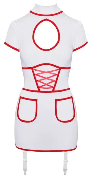 Cottelli Costumes Nurse XL White Dress with Red Accents, Adjustable Straps