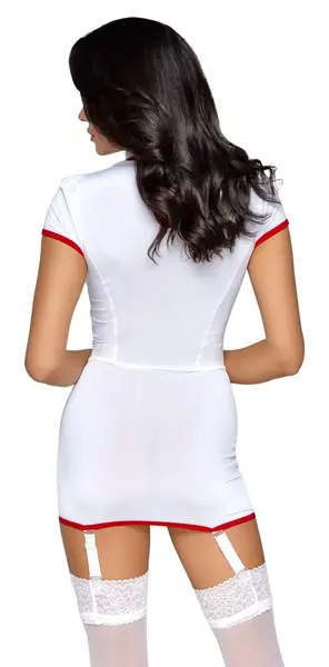 Cottelli COSTUMES Nurse S White Suspender Dress with Red Accents