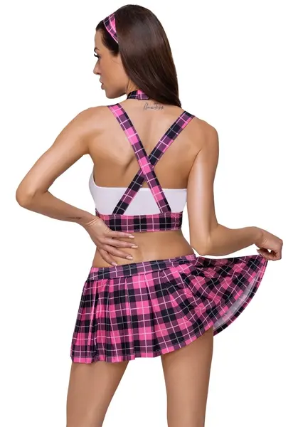 Cottelli Costumes School Uniform Set M Pink/Black/White Checkered 4-Piece