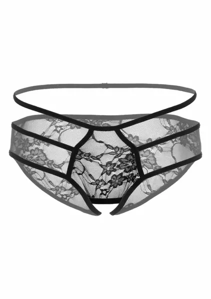 Jade Lace Bikini Panty with Decorative Straps, Crotchless, S/M & L/XL