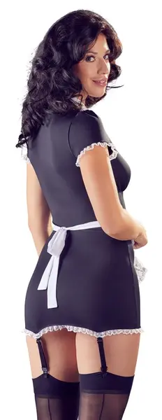 Cottelli Collection Maid Dress M Adjustable Straps Lace Trim Black-White