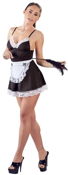 Cottelli Collection Maid Dress L Classic Black & White Adjustable Fit