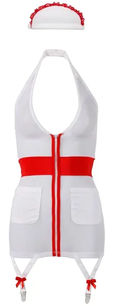 Cottelli Collection Nurse S Costume with Headband and Suspenders, White/Red