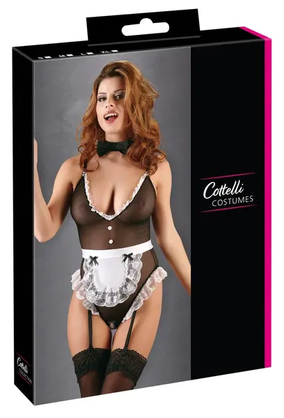 Cottelli Collection Maid Body M Adjustable Powernet Bodysuit with Apron