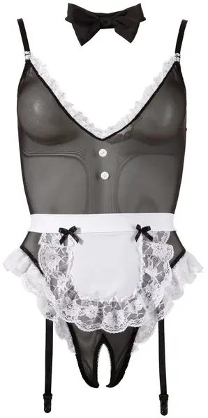 Cottelli Collection Maid Body M Adjustable Powernet Bodysuit with Apron