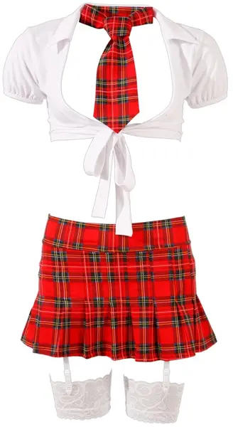 Cottelli Collection Schoolgirl Costume XL - Pleated Skirt & Blouse Set