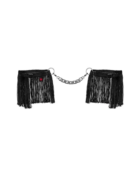 Obsessive Sherila Black Fringed Adjustable Wrist Cuffs
