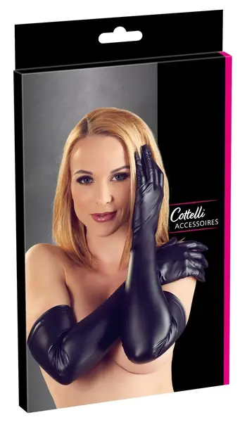 Cottelli Collection Matte Black Long Gloves S-L Stretch Fit