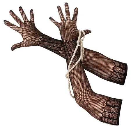Cottelli Collection Net Gloves S-L - Elbow-Length, Black, Stretch Fit