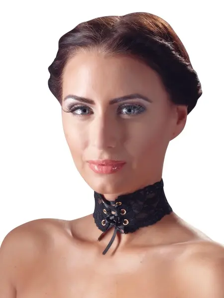 Svenjoyment Choker Lace Black Adjustable Satin Lacing 32cm