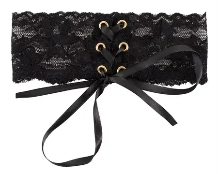 Svenjoyment Choker Lace Black Adjustable Satin Lacing 32cm