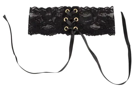 Svenjoyment Choker Lace Black Adjustable Satin Lacing 32cm
