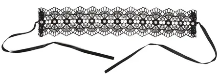 Cottelli Collection Black Choker Embroidered with Pearls & Rhinestones 36cm