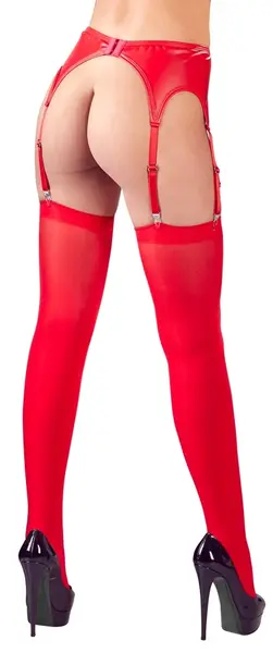 Cottelli Collection Suspender Belt Red L/XL with Matching Stockings