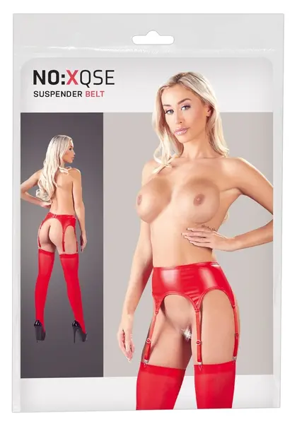 Cottelli Collection Suspender Belt Red S/M with Adjustable Straps