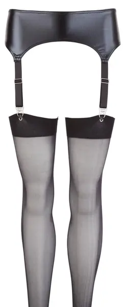 Cottelli Collection Wet Look Suspender Belt Set XL, Black Finish