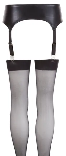 Cottelli Collection Wet Look Suspender Belt Set XL, Black Finish